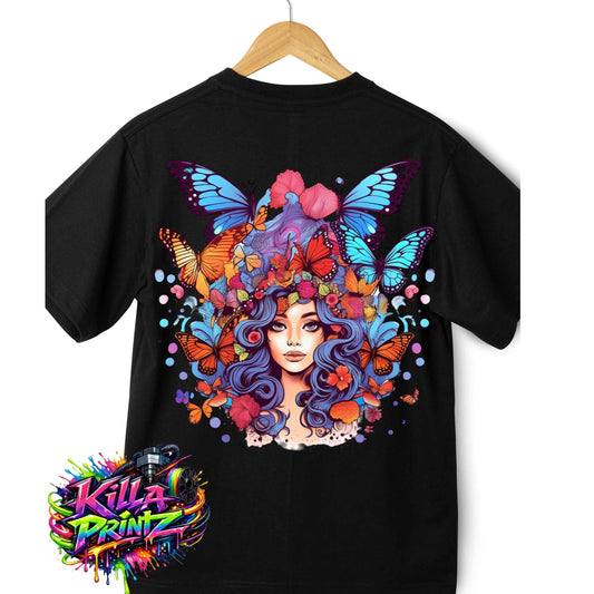 Colourful Girl Butterflys T-Shirt